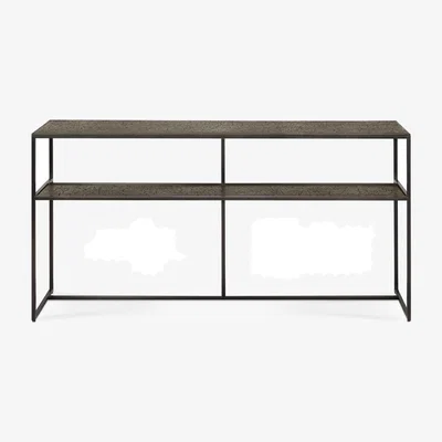 Nordic Nest Ethnicraft Pentagon console table 75x150 cm Whisky-Black metal