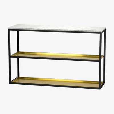 Nordic Nest Scherlin Console table 11 Marble white black lacquered stand with shelf
