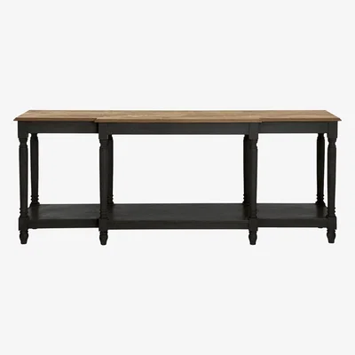 OKA Upton Weathered Oak Top Console Table - Black