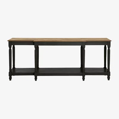OKA OKA, Upton Weathered Oak Top Console Table - Black, Console Tables, Wood