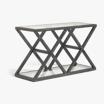 OKA OKA, Marylebone Console Table - Ebonised Oak, Console Tables, Glass/Oak