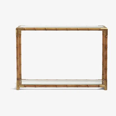 OKA OKA, Pariana Console Table - Natural, Console Tables, Bayur Wood/Glass/Mindi Wood
