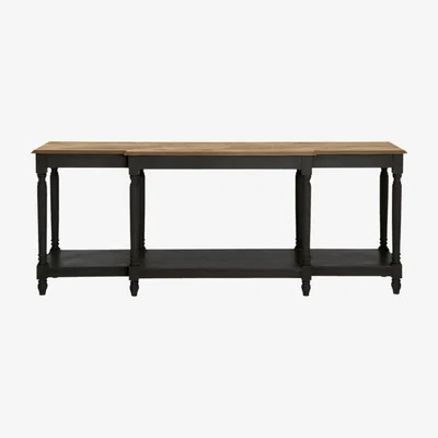 OKA OKA, Upton Weathered Oak Top Console Table - Black, Console Tables, Wood