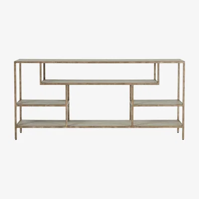 OKA OKA, Dalu Console Table - Taupe, Console Tables, Faux Shagreen