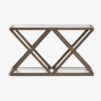 OKA OKA, Marylebone Console Table - Espresso, Console Tables, Glass/Oak Wood