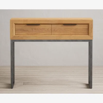Oak&More Loft Solid Oak Storage Console Table