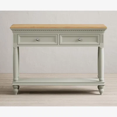 Oak&More Francis Oak and Soft Green Painted Console Table
