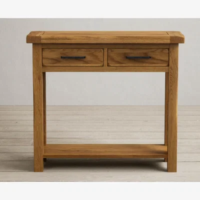 Oak&More Harrogate Rustic Solid Oak 2 Drawer Console Table