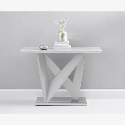 Oak&More Marcella Marble Effect High Gloss Light Grey Console Table