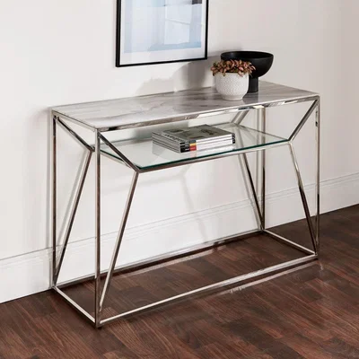 Olivia's Native Home Marble Glass Console Table