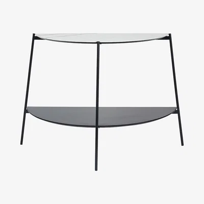 Olivia's Olivia's Shayla Marble Veneer & Metal Console Table in Monochrome