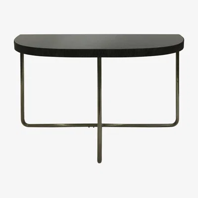 Olivia's Libra Calm Neutral Collection - Knightsbridge Half Moon Console Table Black Tinted Glass