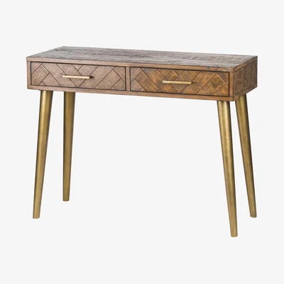 Olivia's Hill Interiors Havana 2 Drawer Console Table in Gold