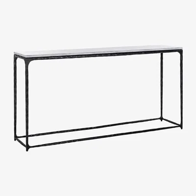 Olivia's Richmond Steel Smith Black Legs and White Marble Top Console Table
