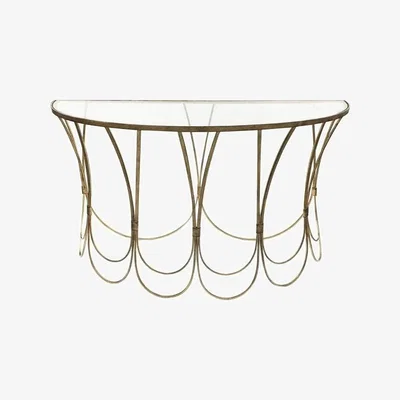 Olivia's Libra Deco Champagne Iron Console Table