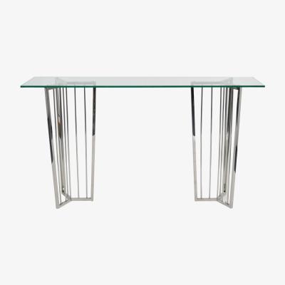 Olivia's Libra Abington Stainless Steel Frame and Clear Glass Console Table