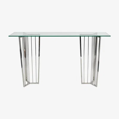 Olivia's Libra Abington Stainless Steel Frame and Clear Glass Console Table