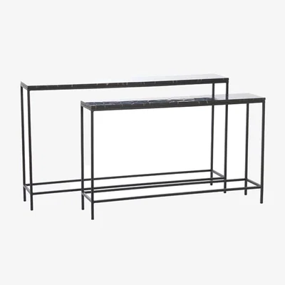 Olivia's Light & Living Set of 2 Morena Black & Agate Console Tables