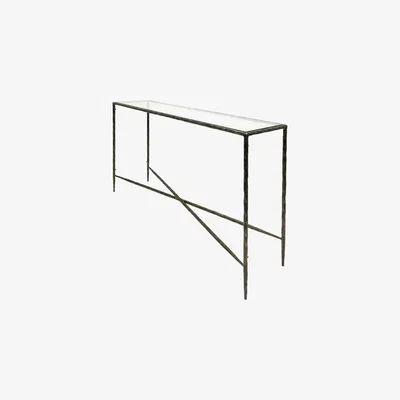 Olivia's Libra Patterdale Dark Bronze With Glass Top Console Table / Small