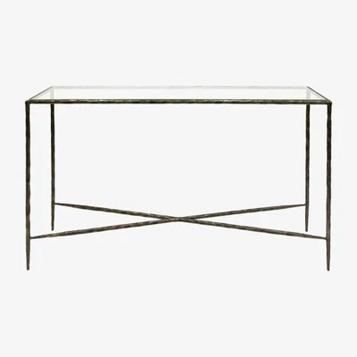 Olivia's Libra Calm Neutral Collection - Patterdale Glass Top Console Table Dark Bronze / Large