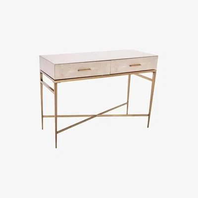 Olivia's RV Astley Esta 2 Drawer Biscuit Shagreen Console