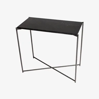 Olivia's Gillmore Iris Black Marble Top & Gun Metal Frame Console Table / Large
