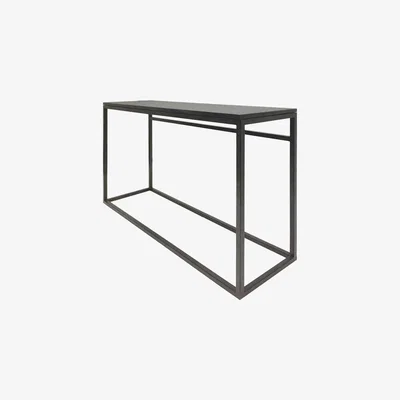 Olivia's Libra Kirkstone Iron Oak Finish With Galaxy Slate Top Console Table / Small