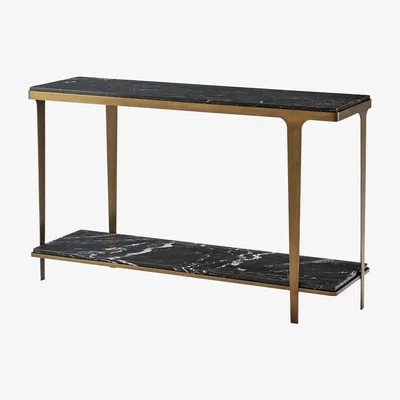 Olivia's Theodore Alexander Gennaro Console Table in Black & Brass