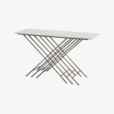 Olivia's Libra Nolita White Marble And Antique Gold Console Table
