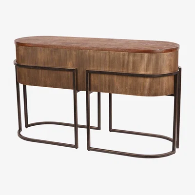Olivia's Libra Interiors Hunter Corrugated Antique Gold Console Table