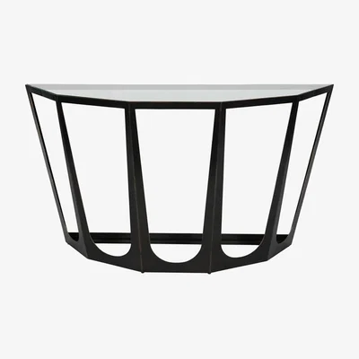 Olivia's Libra Urban Botanic Collection - Catalan Bronze Gilded Console Table with Glass Top
