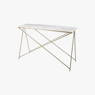 Olivia's RV Astley Niall White Marble & Gold Finish Console Table | Outlet
