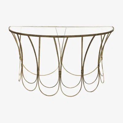 Olivia's Libra Deco Champagne Iron Console Table | Outlet