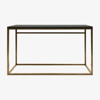 Olivia's Libra Urban Botanic Collection - Kirkstone Iron Console Table Aged Champagne Finish, Galaxy Slate Small