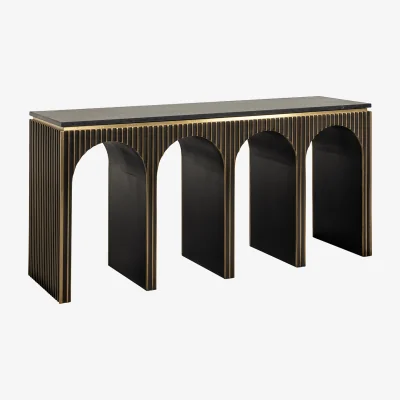 Olivia's Richmond Interiors Les Arcs Brushed Gold Console Table