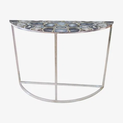 Olivia's Libra Midnight Mayfair Collection - Agate Crescent Console Table in Nickel