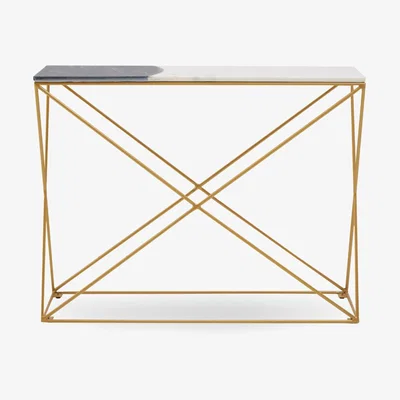 Olivia's Olivia's Viaan Console Table in 2 Tone Marble & Brass