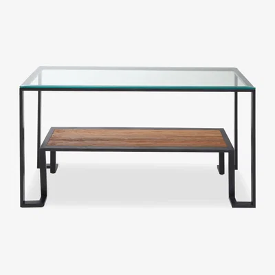 Olivia's Olivia's Cleo Roman Console Table in Teak & Black