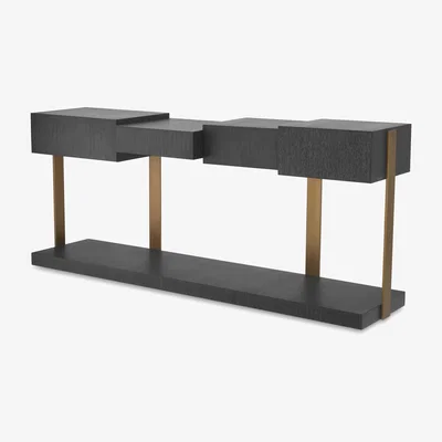 Olivia's Eichholtz Nerone Console Table in Charcoal Grey Oak Veneer
