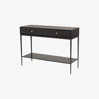 Olivia's RV Astley Finola Console Table Black With Brass Handles