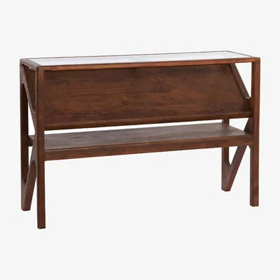Olivia's Light & Living Yuki Acacia Wood & Glass Console Table