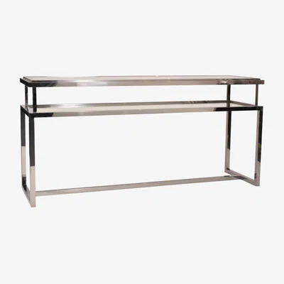 Olivia's Libra Belgravia Stainless Steel and Glass Console Table