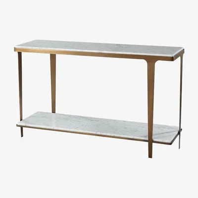 Olivia's Theodore Alexander Cordell Console Table in White & Brass