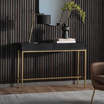 Olivia's Gallery Direct Ripple 2 Drawer Black Console Table