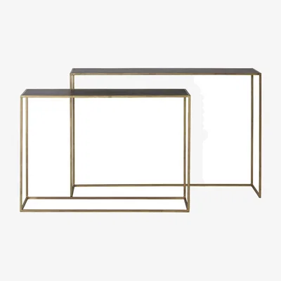 Olivia's Light & Living Set of 2 Boca Black & Gold Console Tables