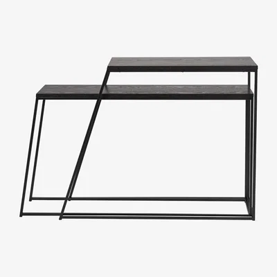 Olivia's Olivia's Mason Set of 2 Veneer & Metal Console Tables in Black