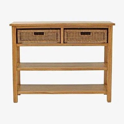 Downtown St Andrews Console Table With Baskets Natural Wash