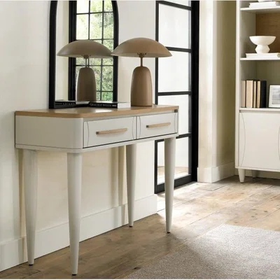 Downtown Delta Scandi Oak and Soft Grey Console Table