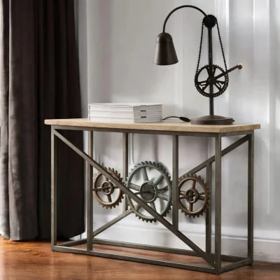 OAT Home Meath Industrial Metal & Wood Console Table
