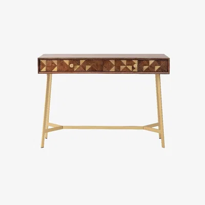 Perch and Parrow Harvey Acacia and Brass Console Table